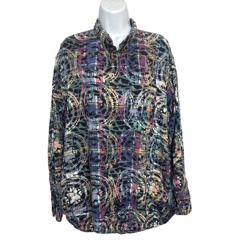 Vintage 90s Colours by Alexander Julian All Over‎ Print Button Shirt Large Retro